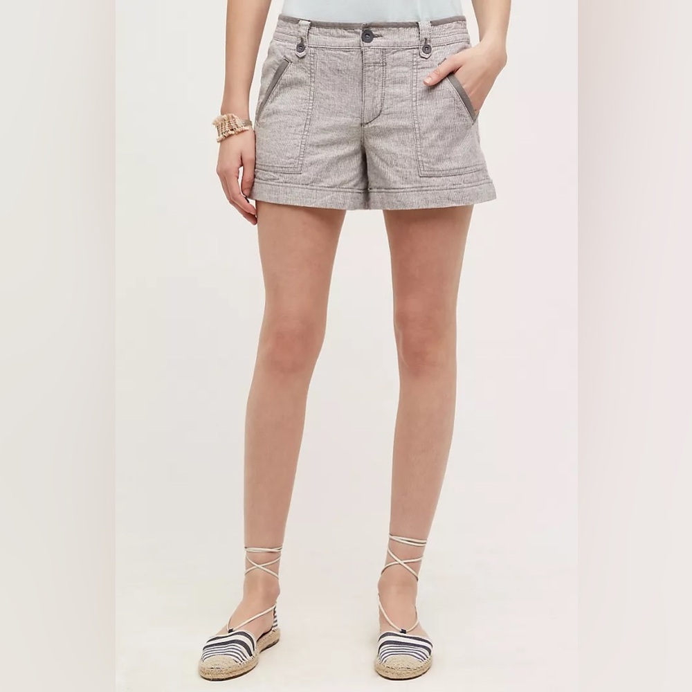 Anthropologie Pilcro Stripe Linen Blend Shorts 4" Inseam size 6 Gray